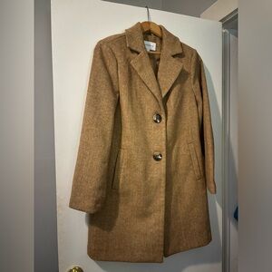 Liz Claiborne brown tweed mid calf coat